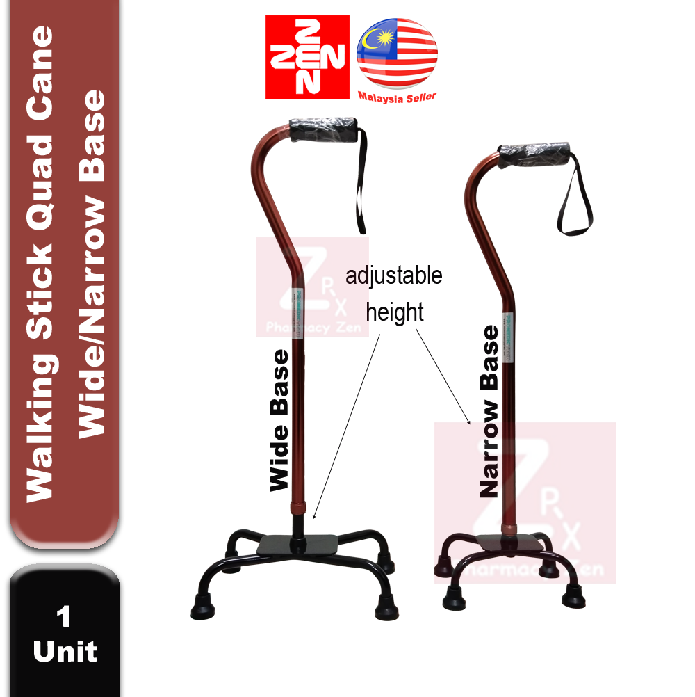 Zen Pharmacy Walking Stick Quad Cane Wide/Narrow Base