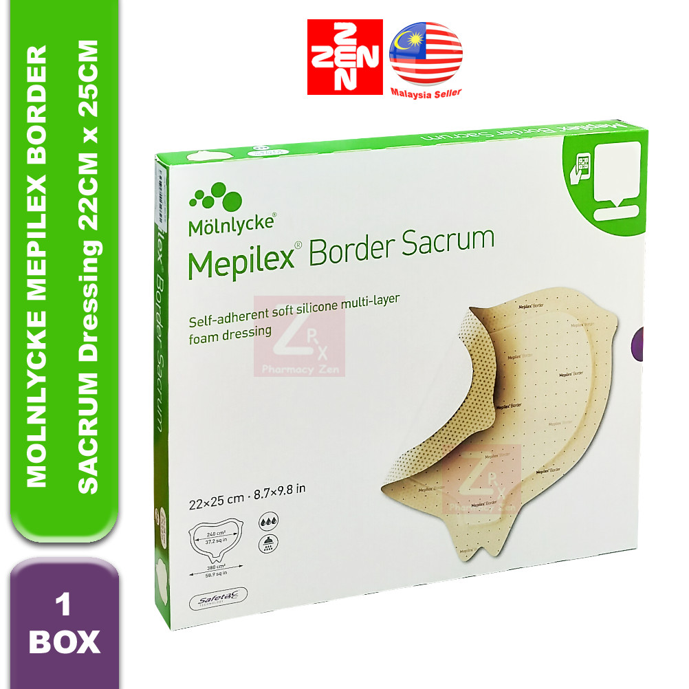 Zen Pharmacy | [1 BOX] Molnlycke Mepilex Border Sacrum Dressing 22cm x ...